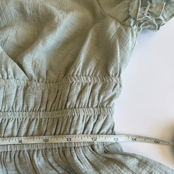 NEW Chic Sage Green Ruffle Mini Dress - Picture 9 of 10